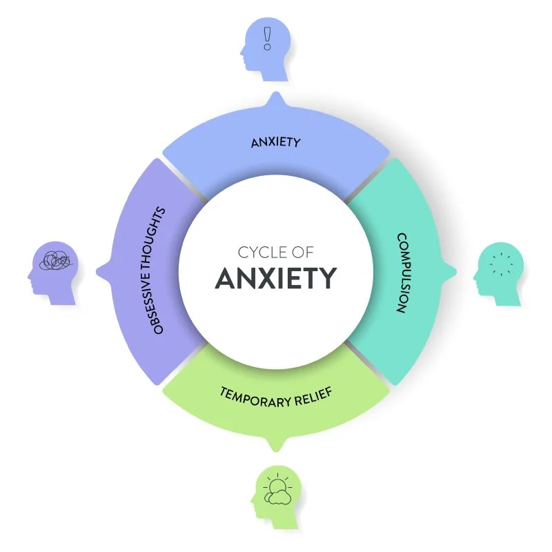 diagram showing anxiety avoidance cycle reinforcing fear over time