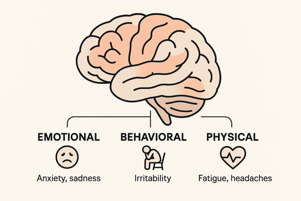 diagram showing amygdala activating threat response during anxiety