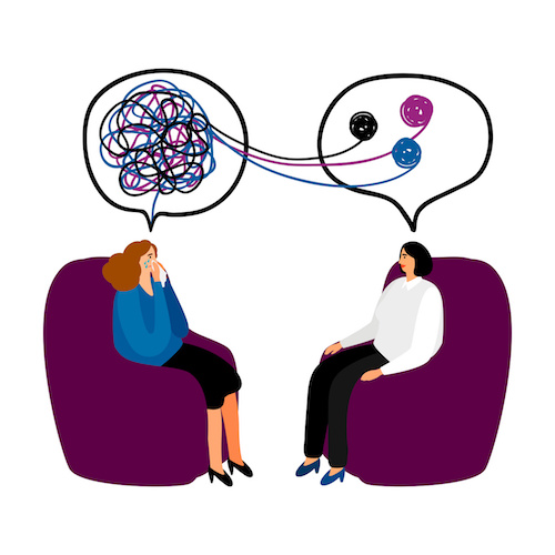 What Therapy Really Is Understanding Thoughts, Emotions, and Patterns Therapist listening to client while discussing thoughts and emotions